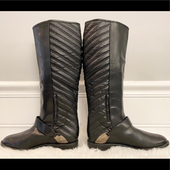 Stuart Weitzman Raceway Leather Quilted Tall Boots - Picture 3 of 16